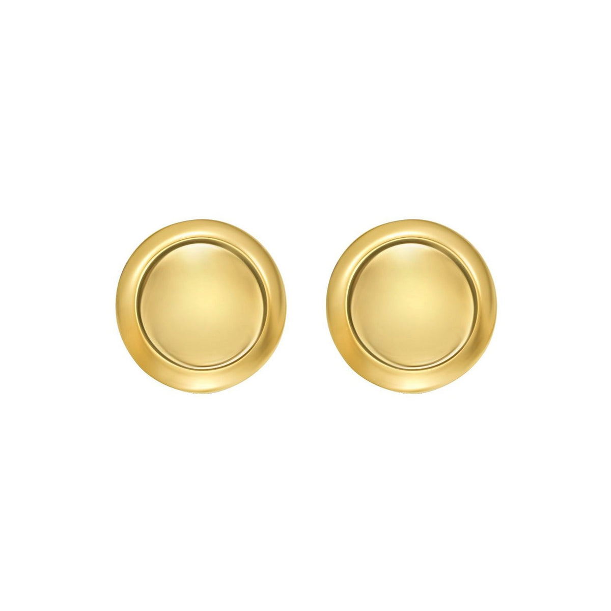 14K Yellow Gold Polished Button Stud Earrings
