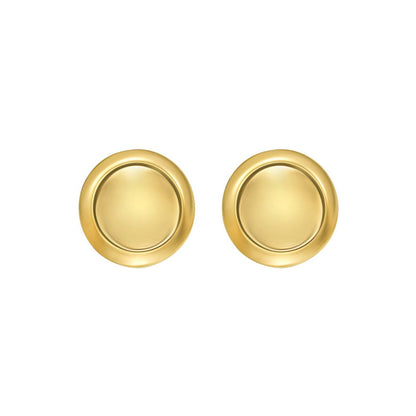 14K Yellow Gold Polished Button Stud Earrings