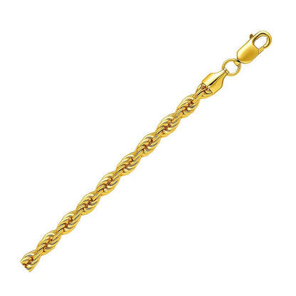 14K Yellow Gold Hollow Diamond Cut Rope Chain