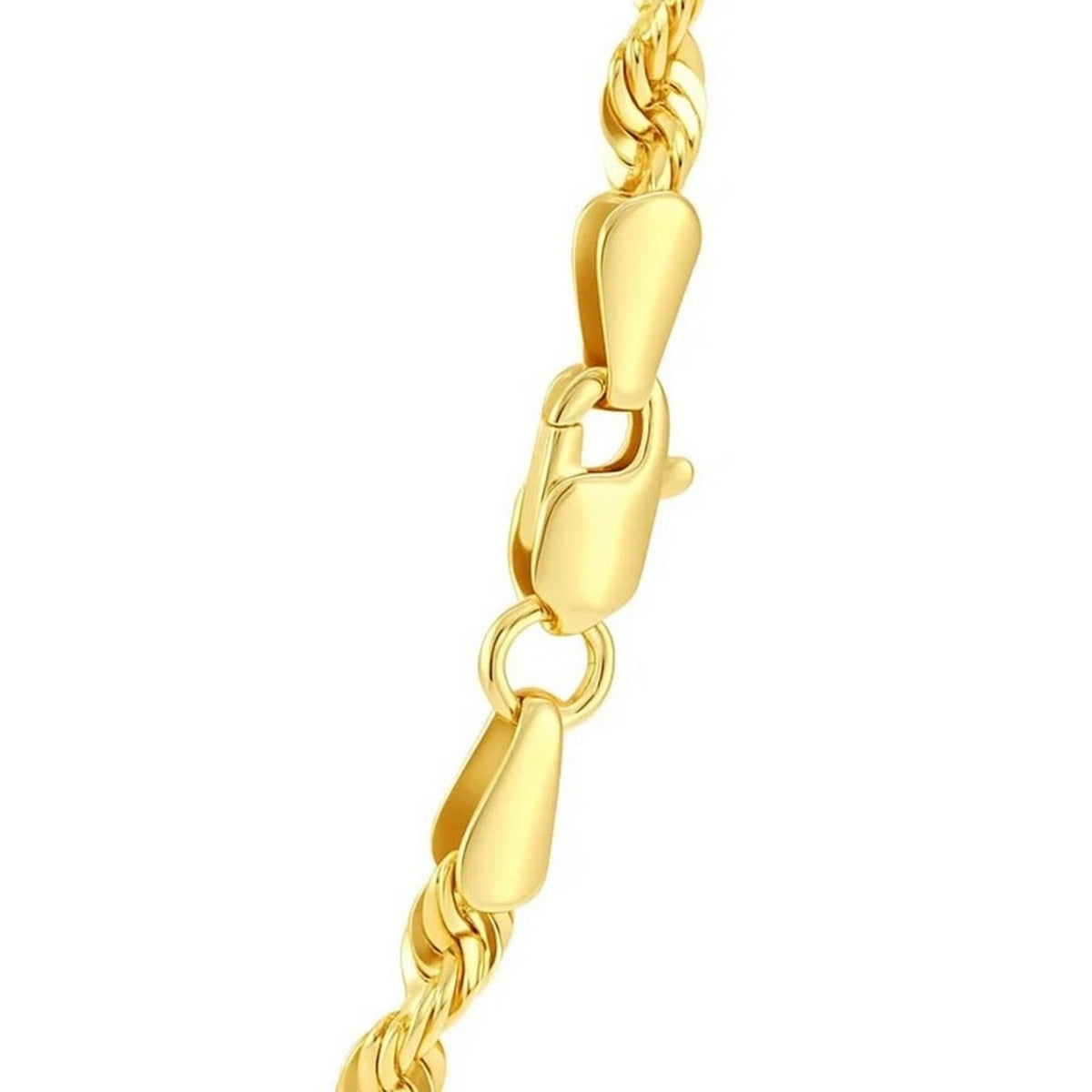 14K Yellow Gold Hollow Diamond Cut Rope Chain