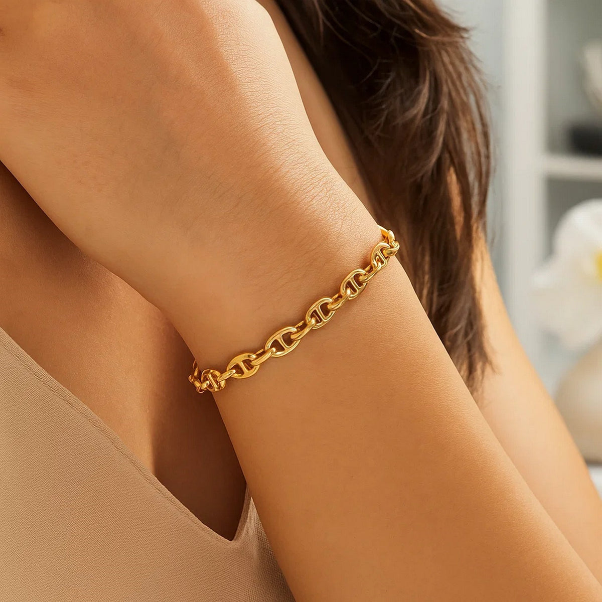 14k Yellow Gold High Polish Mariner Link Bracelet  (13.80 mm)