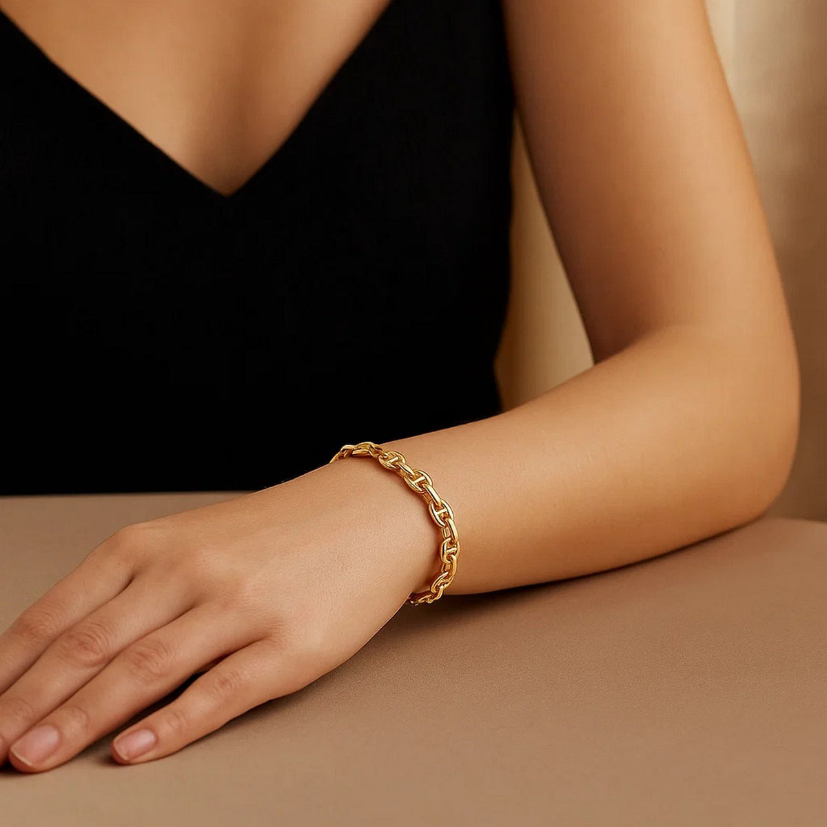14k Yellow Gold High Polish Mariner Link Bracelet  (13.80 mm)