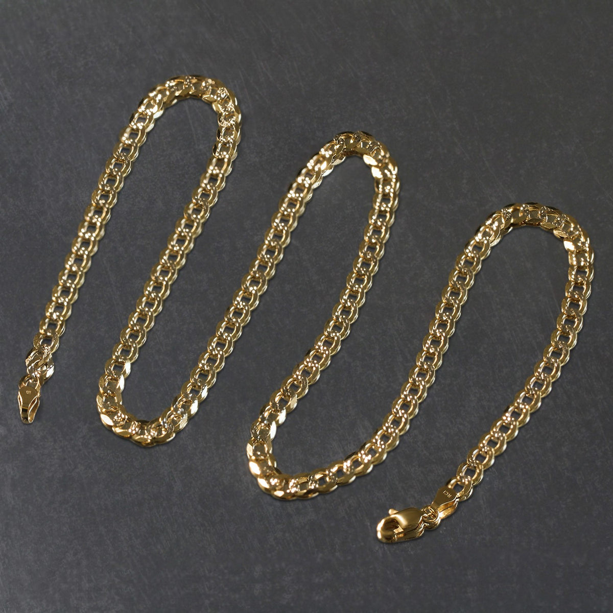 14k Two Tone Gold Pave Curb Chain