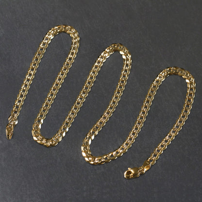 14k Two Tone Gold Pave Curb Chain