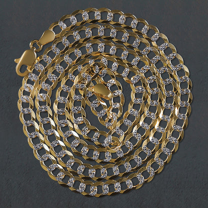 14k Two Tone Gold Pave Curb Chain