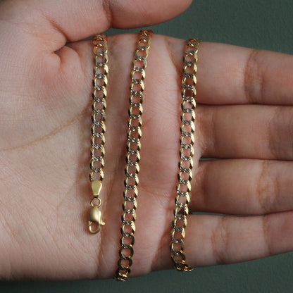 14k Two Tone Gold Pave Curb Chain