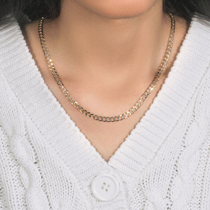 14k Two Tone Gold Pave Curb Chain