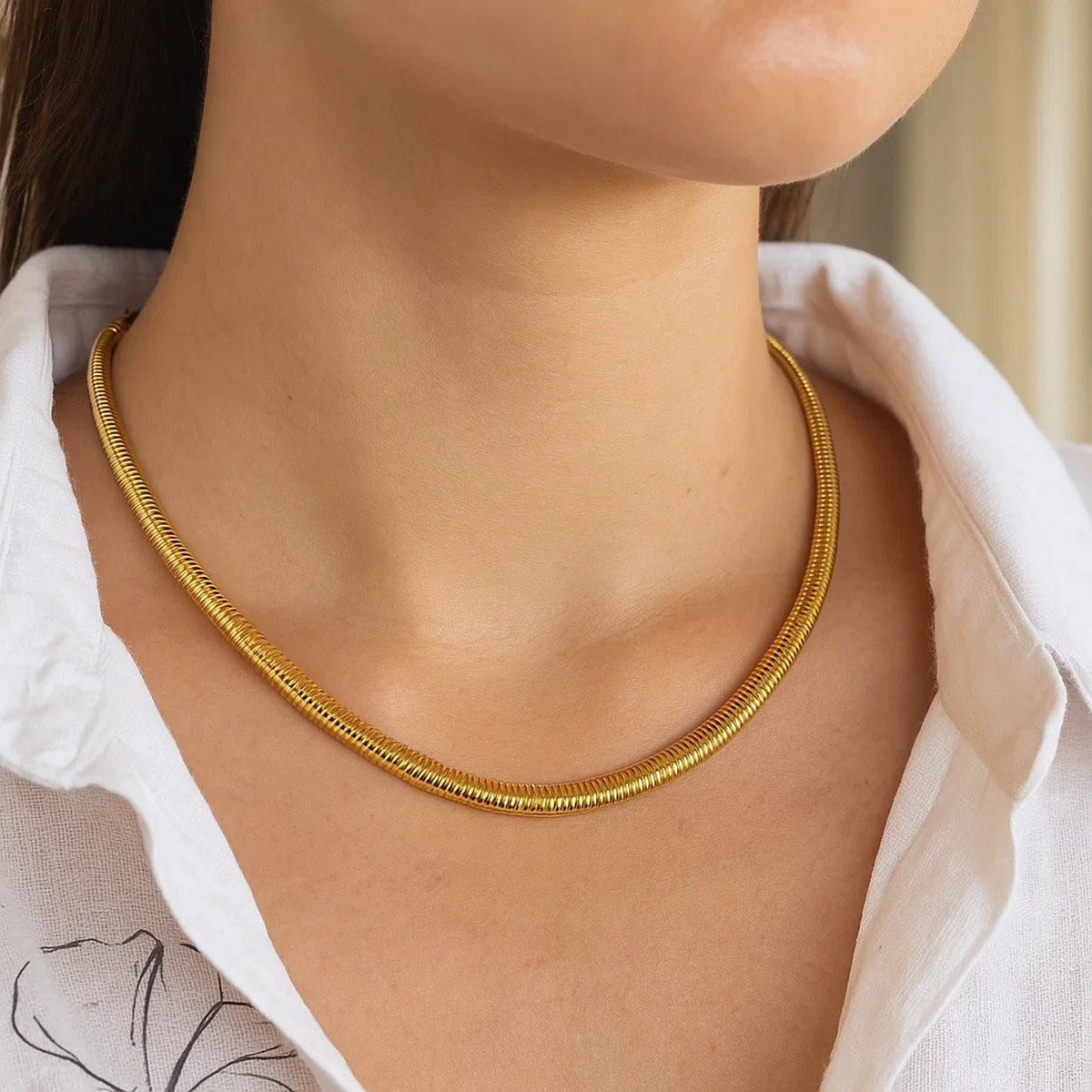 14K Yellow Gold Lite Oval Snake Chain