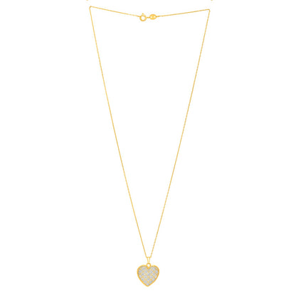 Checkered Heart Necklace in 14K Yellow Gold