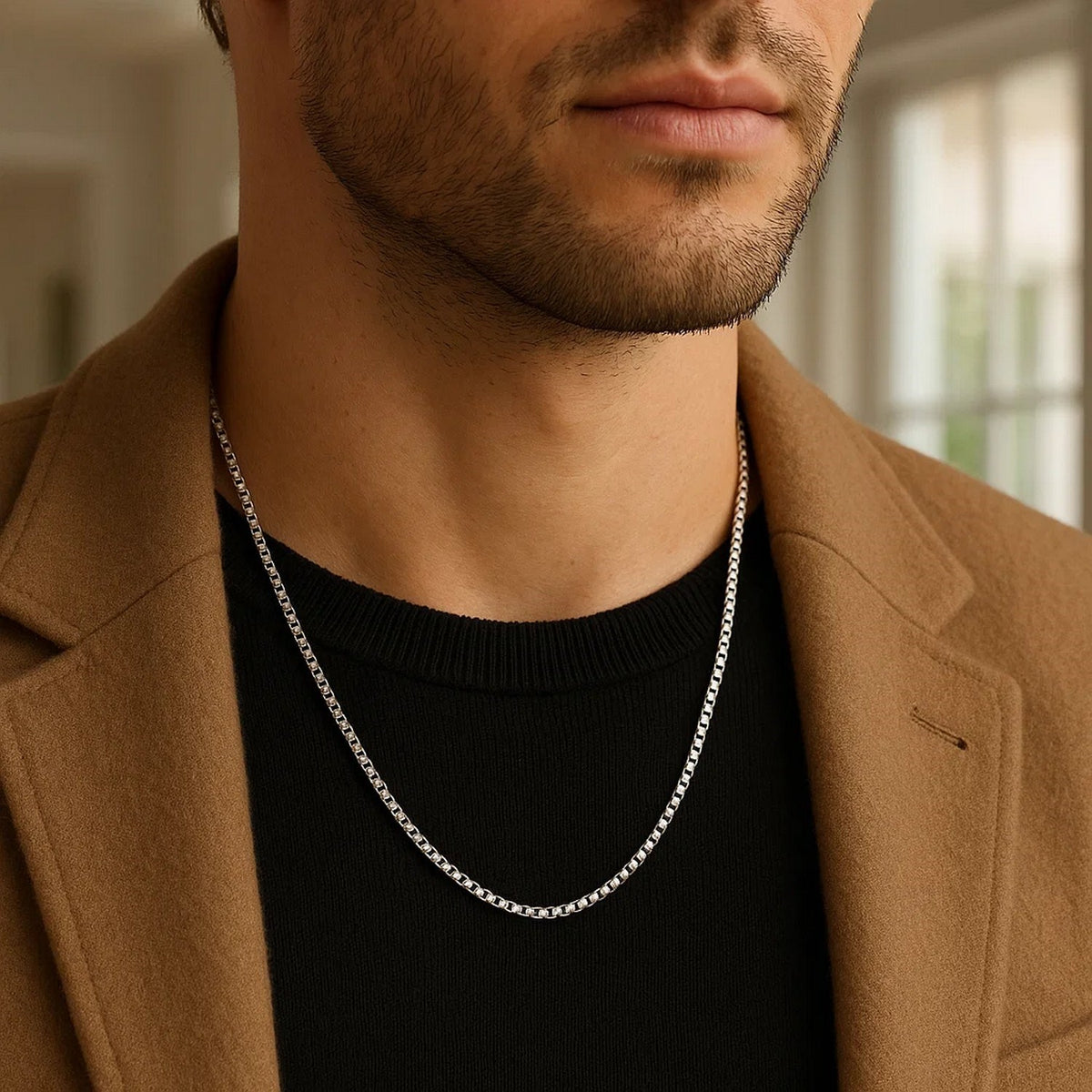 14k White Gold Solid Round Box Chain