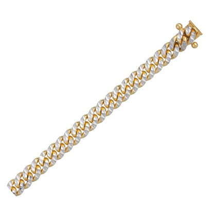 Classic Miami Cuban White Pave Solid Chain in 14k