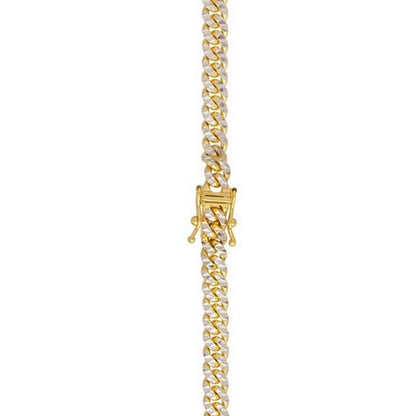 Classic Miami Cuban White Pave Solid Chain in 14k