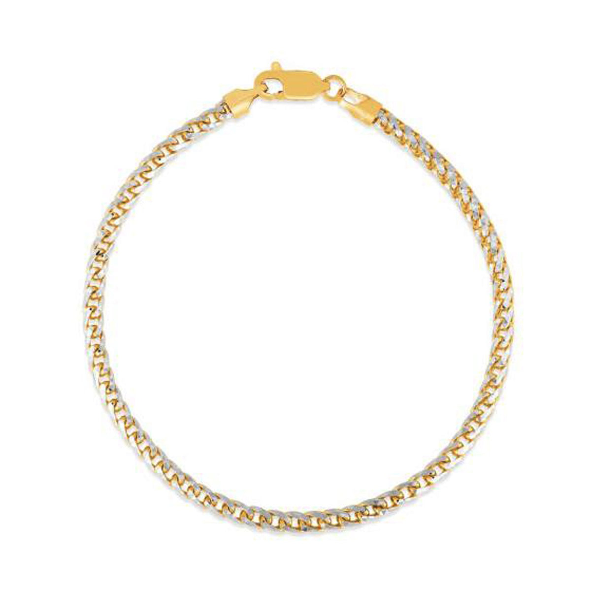 Round Pave Franco Chain Bracelet in 14k Yellow Gold  (4.00 mm)