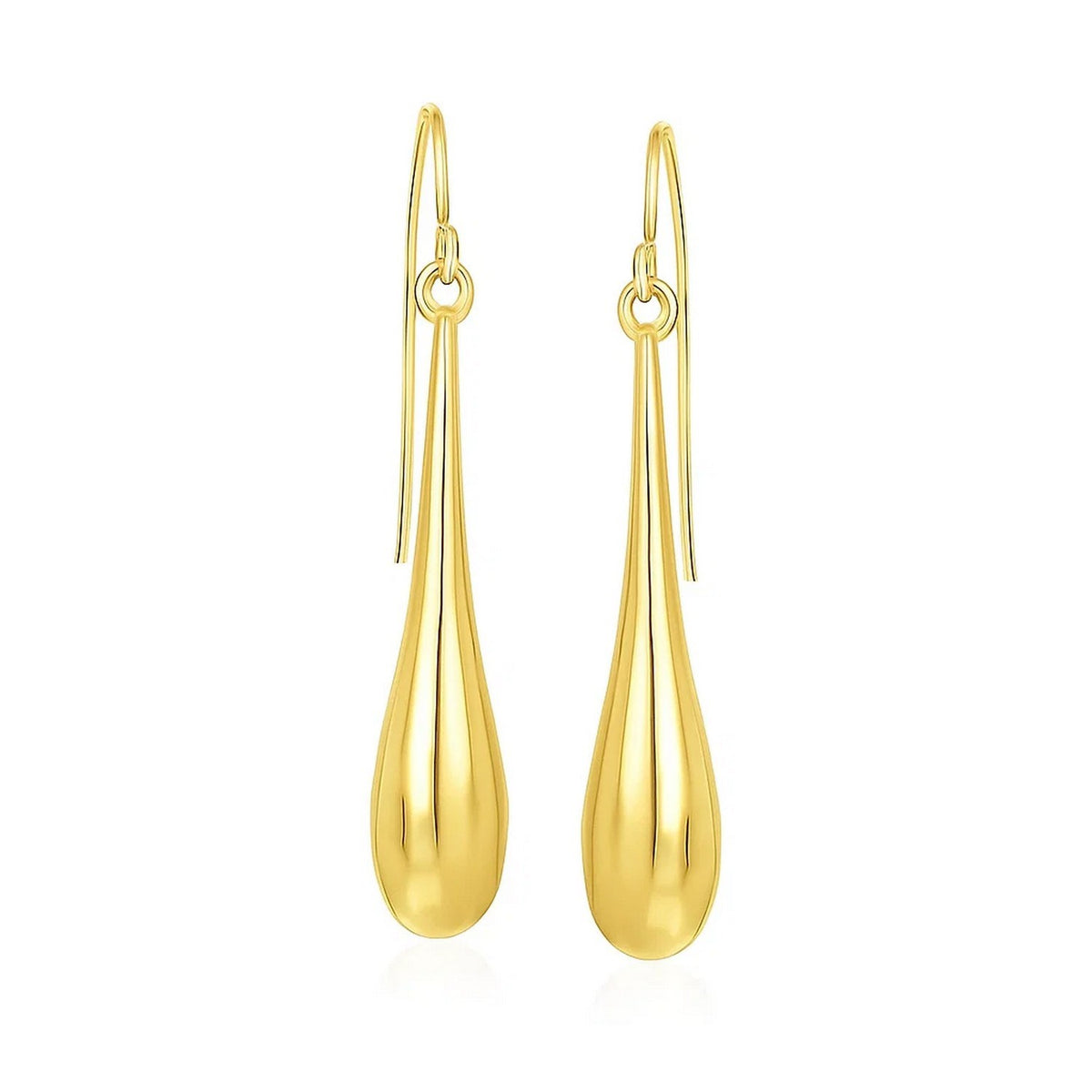 14k Long Polished Teardrop Dangling Earrings