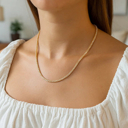 14k Yellow Gold Round Pave Franco Chain