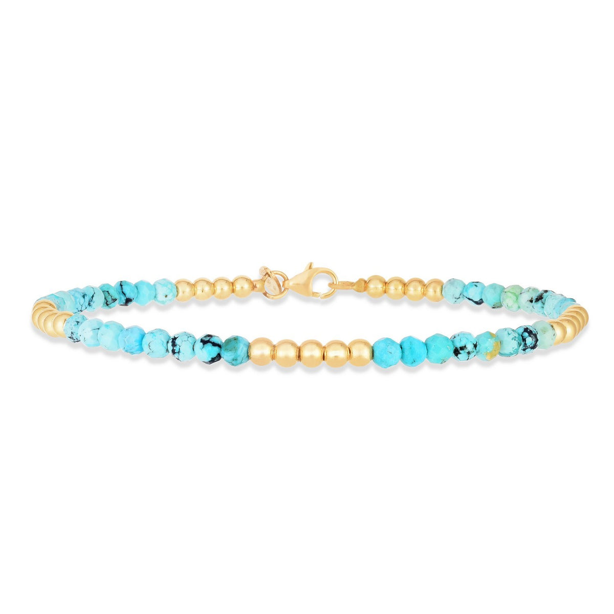 14K Yellow Gold Turquoise Pallina Bead Bracelet (3.00 mm)