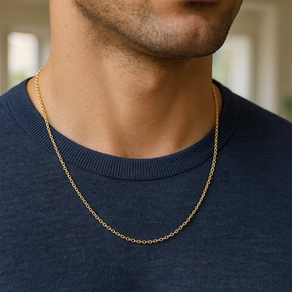 14k Yellow Gold Round Cable Link Chain