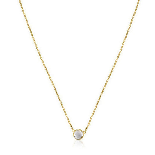 14k 17 inch Necklace with Round White Topaz