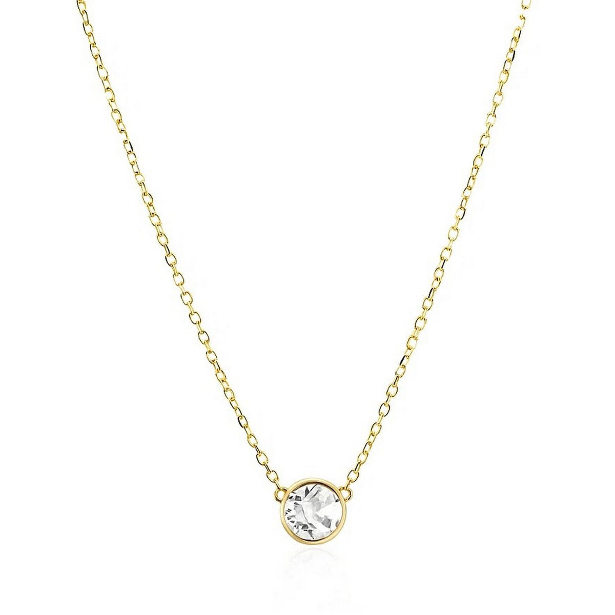 14k 17 inch Necklace with Round White Topaz