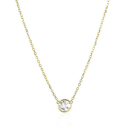 14k 17 inch Necklace with Round White Topaz