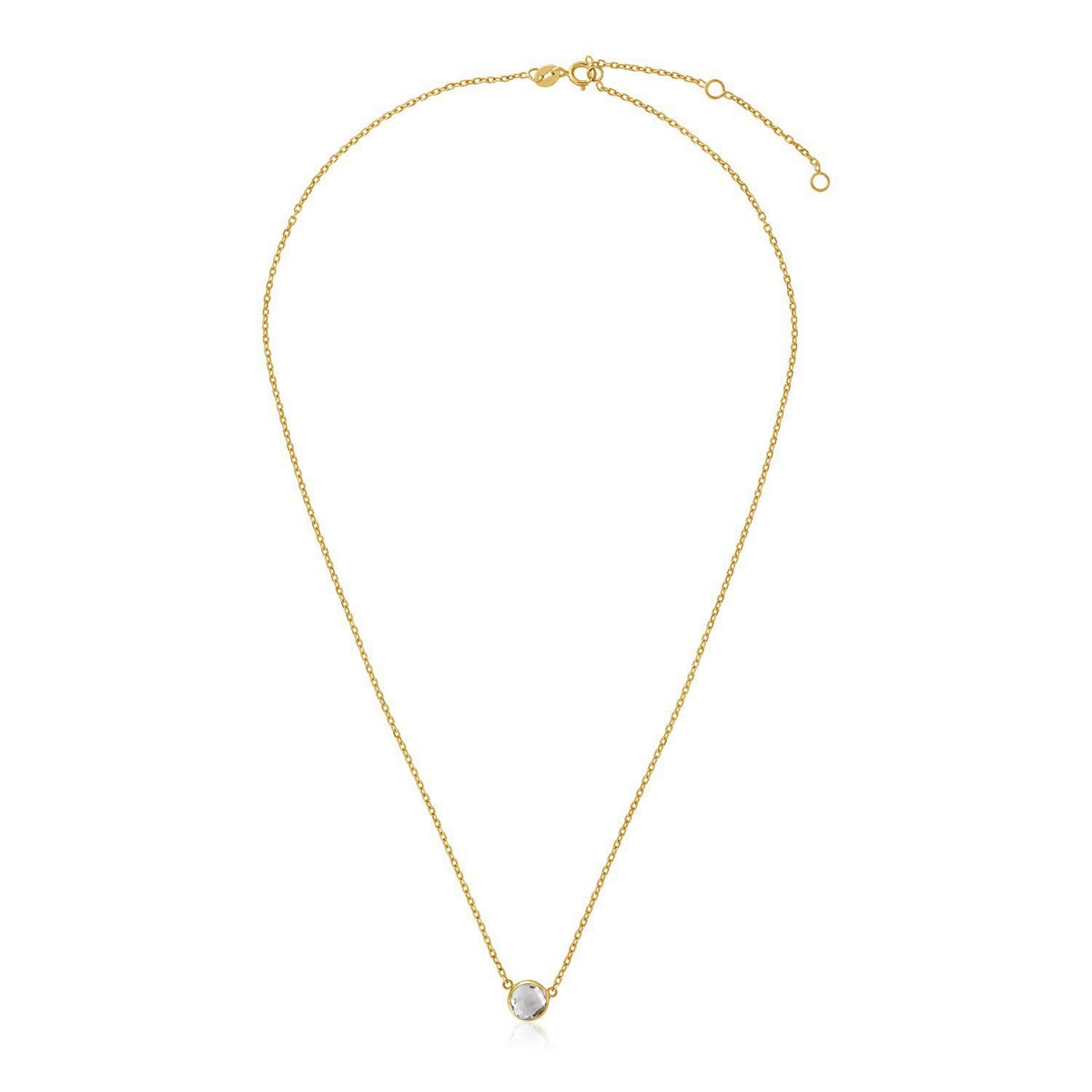 14k 17 inch Necklace with Round White Topaz