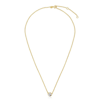 14k 17 inch Necklace with Round White Topaz