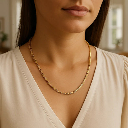 14k White Gold Solid Round Box Chain