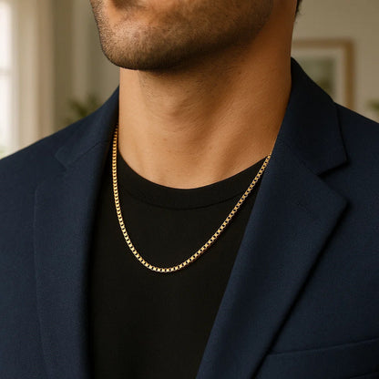 14k White Gold Solid Round Box Chain