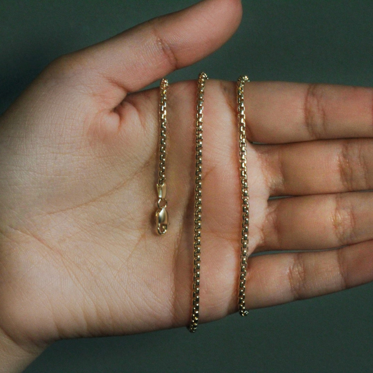 14k White Gold Solid Round Box Chain