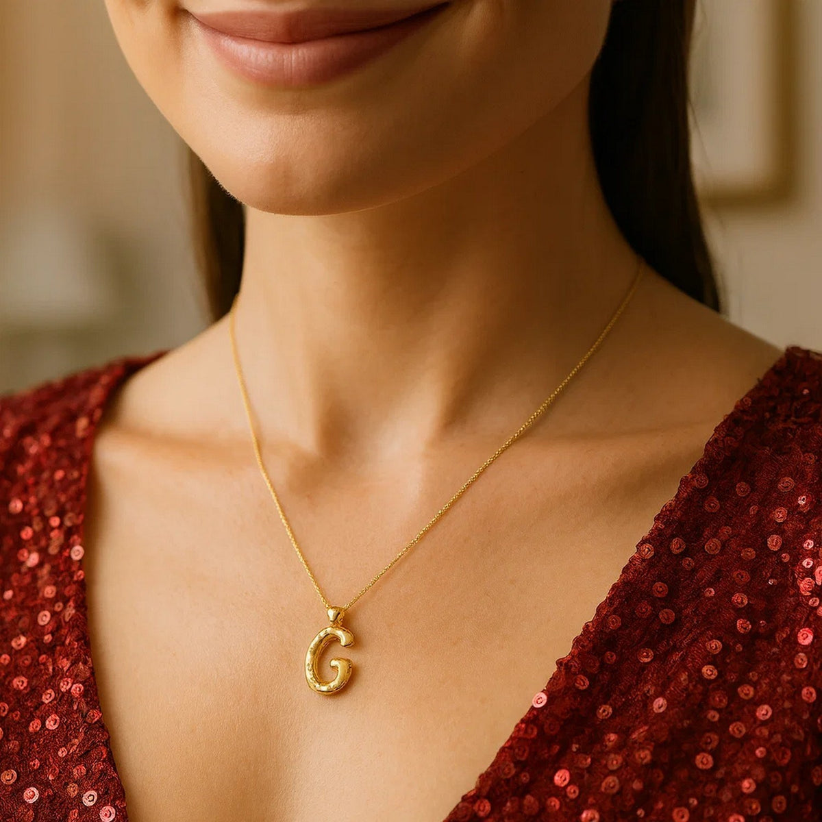 14K Yellow Gold Helium Initial G Pendant