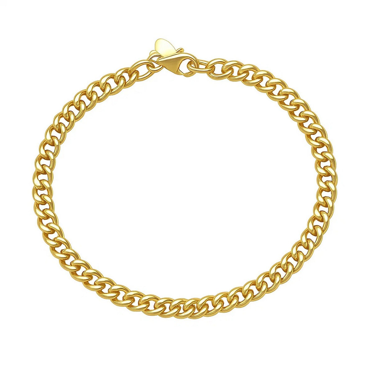 14K Yellow Gold Petite Faceted Cuban Link Chain Bracelet (4.50 mm)