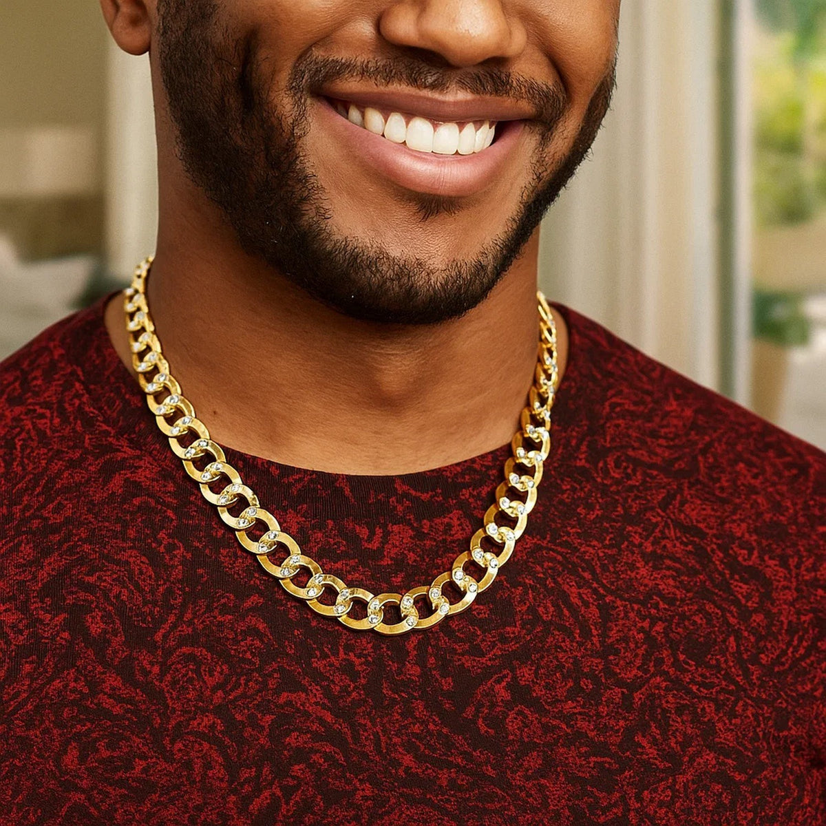 14k Two Tone Gold Pave Curb Chain