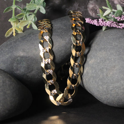 14k Two Tone Gold Pave Curb Chain