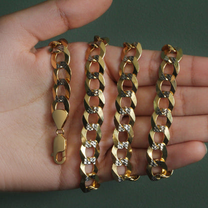 14k Two Tone Gold Pave Curb Chain