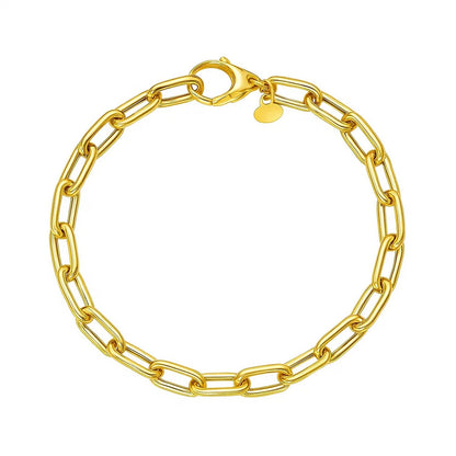 14K Yellow Gold Charm Lock Paperclip Chain Bracelet