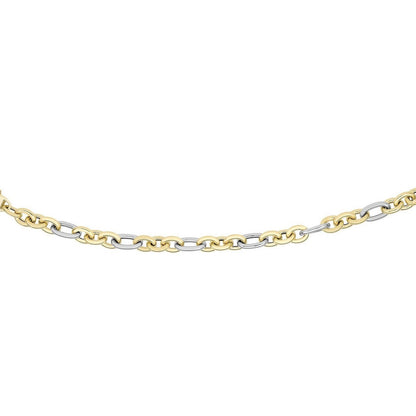 14k Two-Tone Gold Long and Short Style Oval Link Bracelet (7.50 mm)