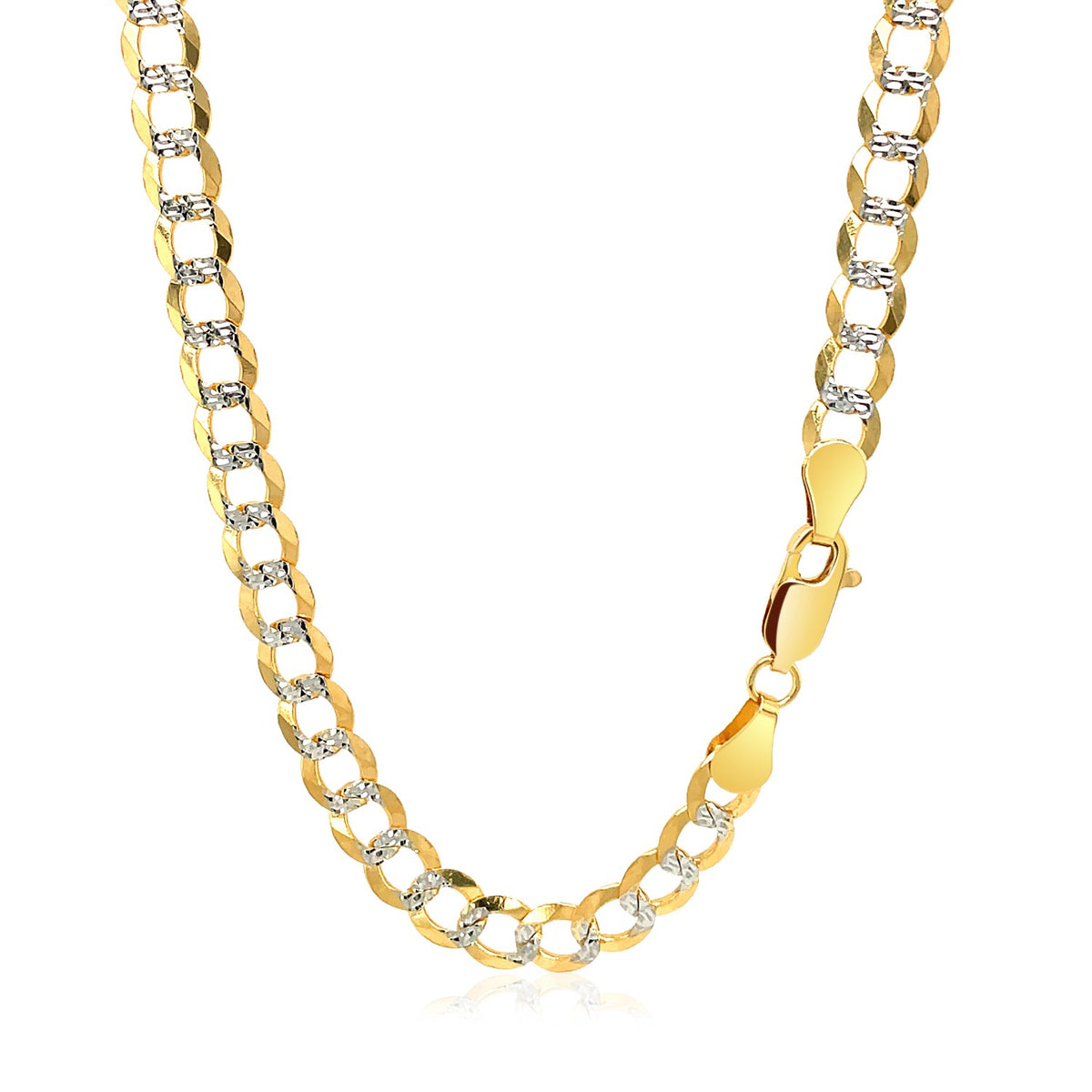 14k Two Tone Gold Pave Curb Chain