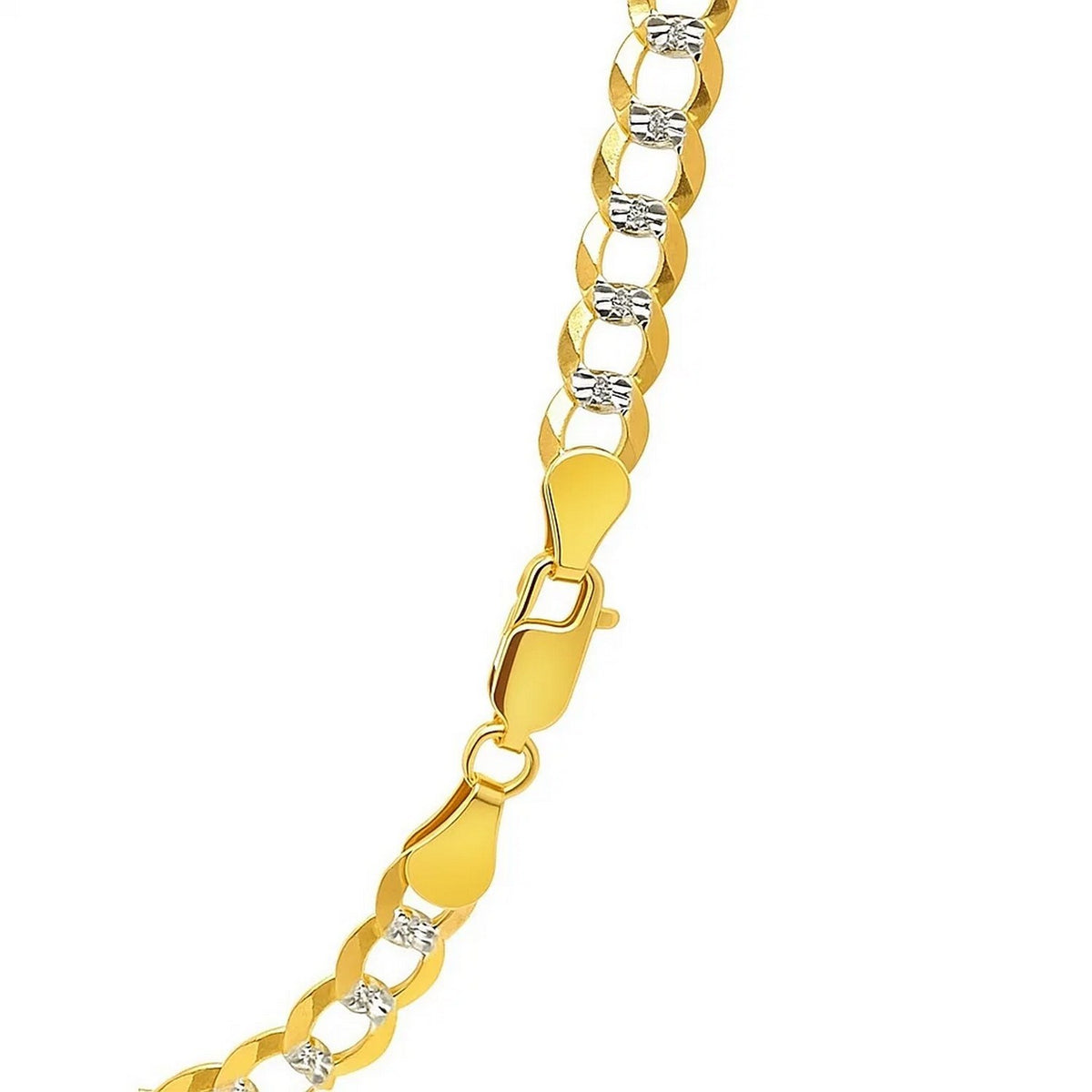 14k Two Tone Gold Pave Curb Chain