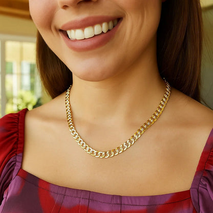 14k Two Tone Gold Pave Curb Chain