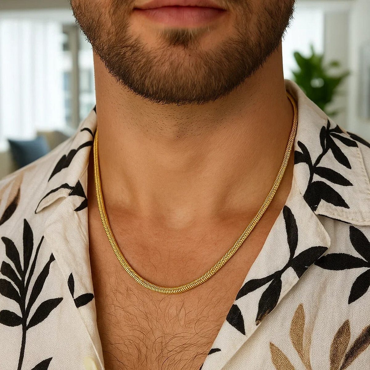 14K Yellow Gold Oval Snake Chain
