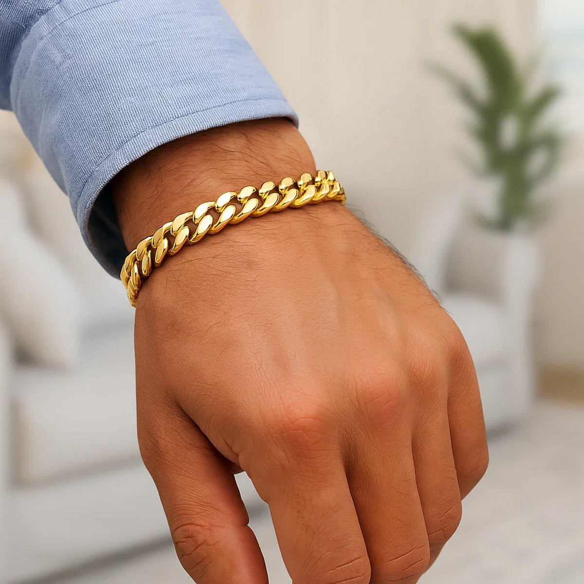 14k Yellow Gold Semi Solid Miami Cuban Bracelet (6.10 mm)