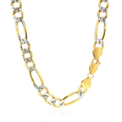 14K Yellow Gold Solid Pave Figaro Chain