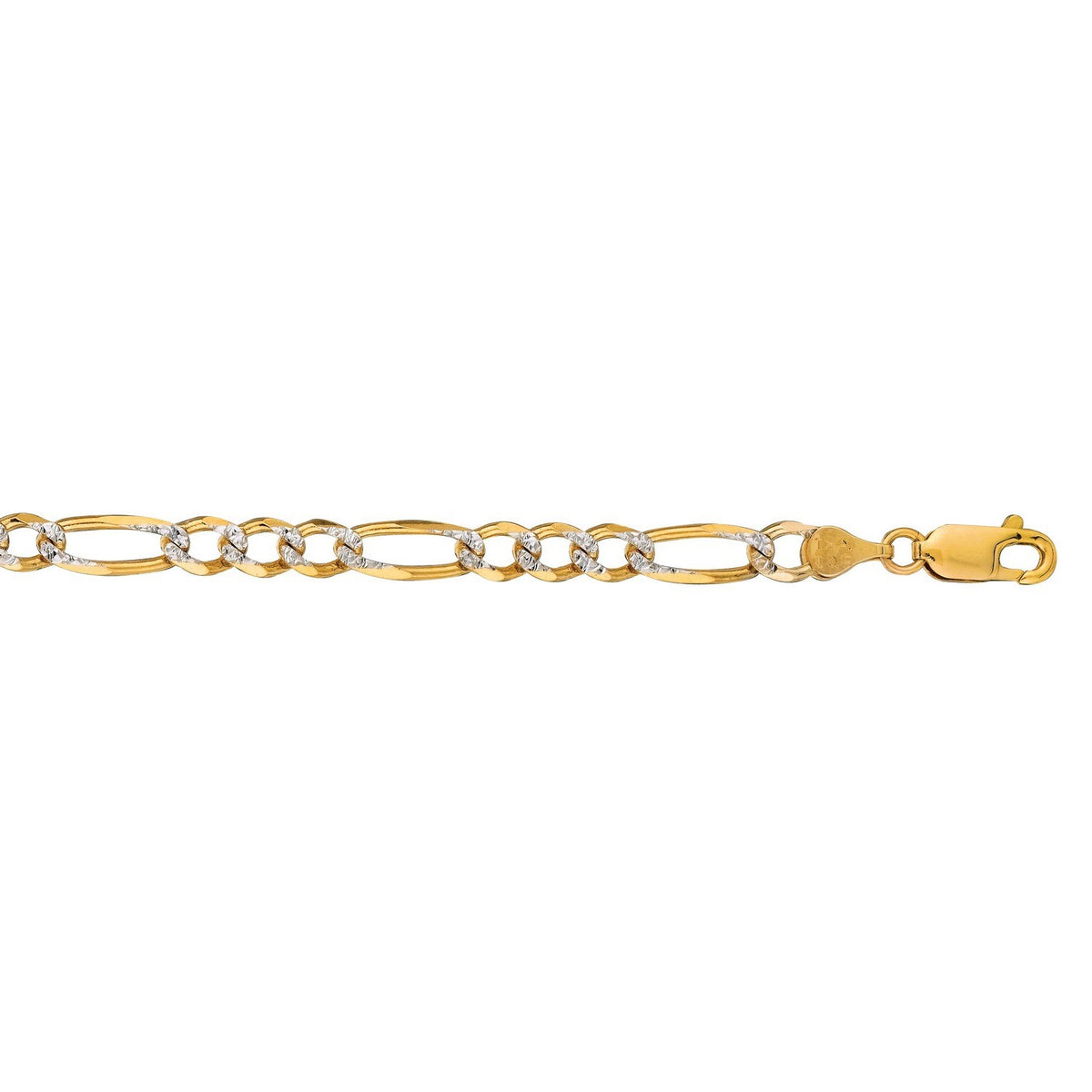14K Yellow Gold Solid Pave Figaro Chain