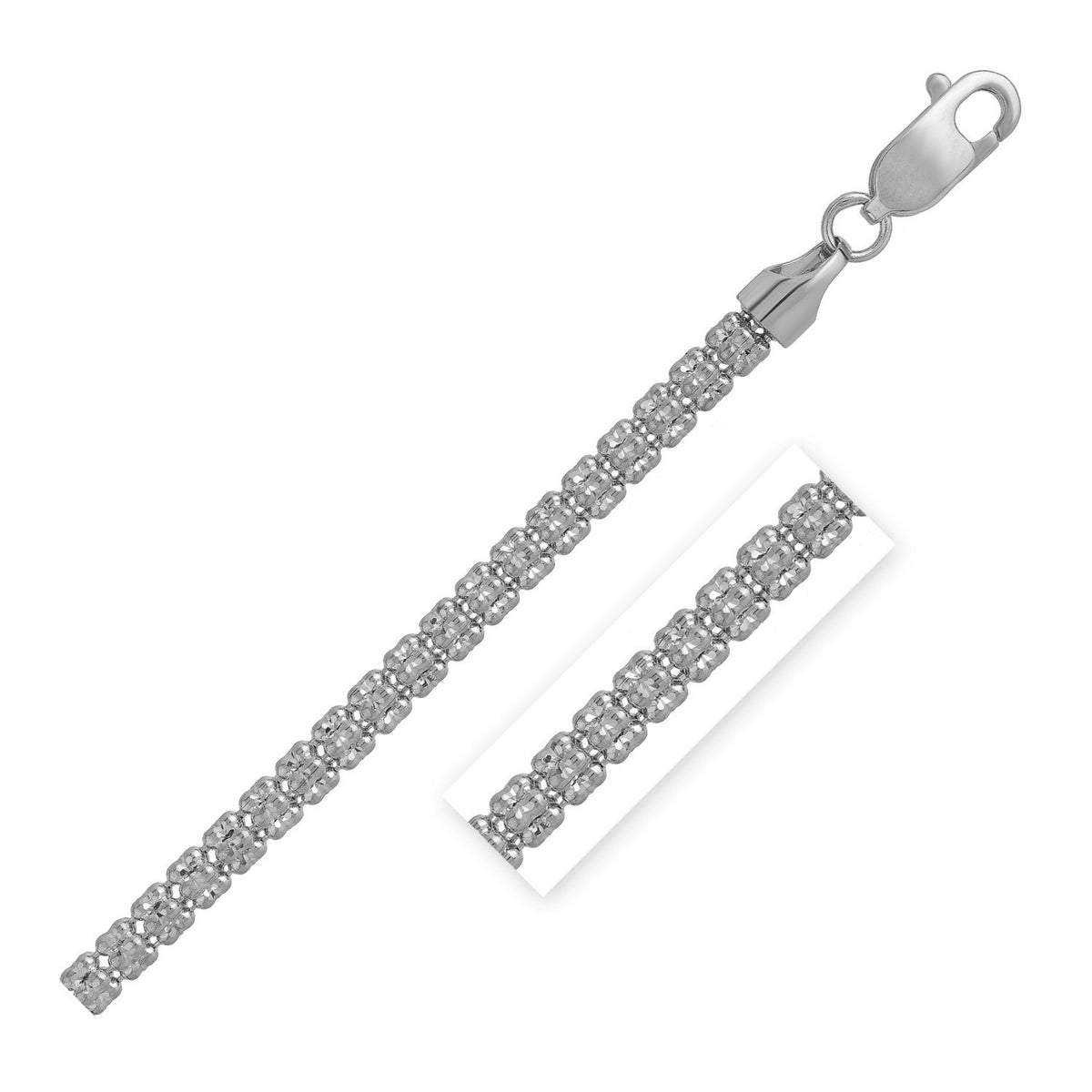 Ice Barrel Chain Bracelet in 14k White Gold  (3.14 mm)