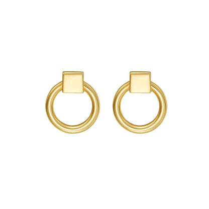 14K Yellow Gold Open Circle Stud Earrings