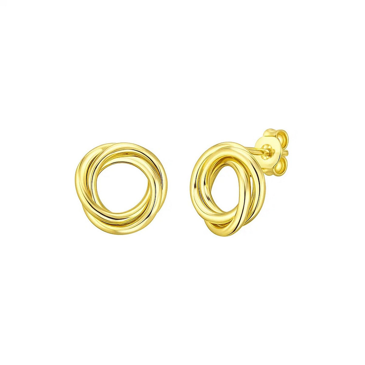 14K Yellow Gold Interlocking Trinity Stud Earrings