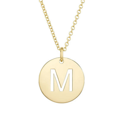 14K Yellow Gold Disc Initial M Pendant