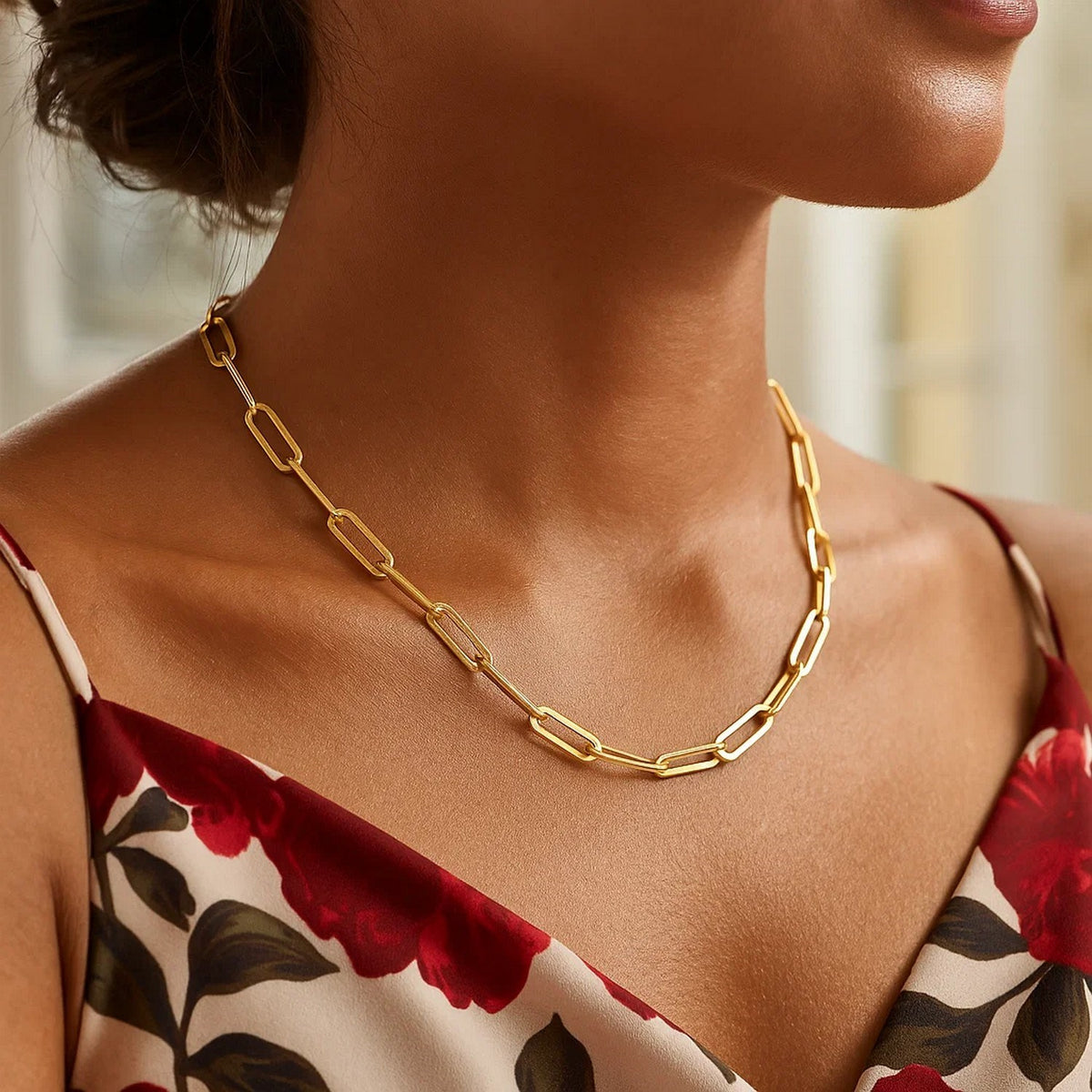 14K Yellow Gold Wide Paperclip Chain