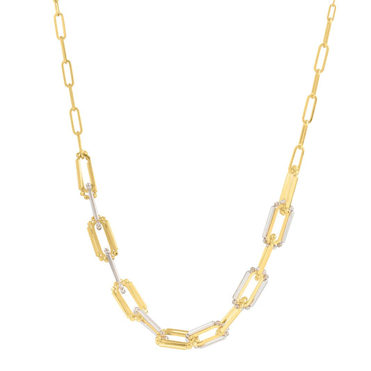 Two Tone Pallina Paperclip Necklace in 14K Gold