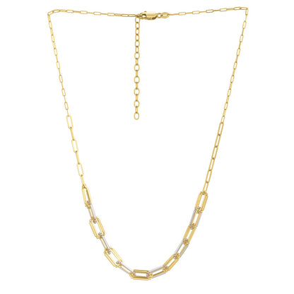 Two Tone Pallina Paperclip Necklace in 14K Gold